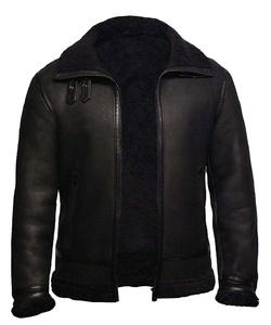 Blouson en cuir pour homme, col en fourrure noire, style bomber, matière de qualité supérieure, par HAIDII INDUSTRIES, 2026 - Product Image 3