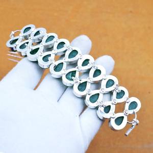 Pulsera de Piedras Preciosas de Ónix Verde Facetado, Plata de Ley 925, Joyería Bohemia Hecha a Mano, Pulsera para Mujer, Venta al por Mayor - Product Image 3