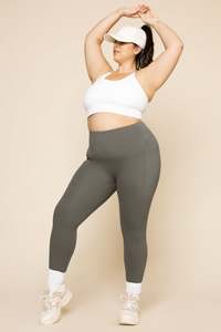 High Waist Solid Color Yoga <b>Leggings</b> Full Length Seamless With <b>Pockets</b> Four-Way Stretch Spandex Nylon Women's - Product Image 5