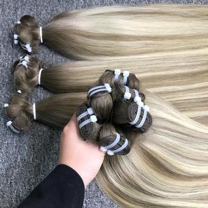 ผมต่อแบบทอสำหรับสาวๆผมบริสุทธิ์100กรัมผมปลอมสีบลอนด์ธรรมชาติสูง - Product Image 2