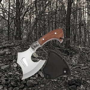 High Quality Industrial Stainless Steel Damascus Flat Backed Handmade Pizza Cutter <b>Axe</b> Head 2 2/5 Rose Wood <b>Handle</b> ZA DAMASCUS - Product Image 3