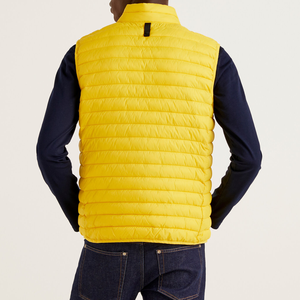 Men's Yellow Quilted Puffer Vest Mandarin Collar Waterproof Reversible Casual Outerwear Winter Wear - Product Image 4