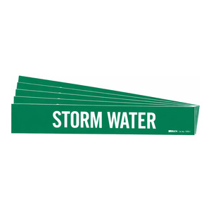 Marqueur de tuyau flexible Brady STORM WATER, résistant aux intempéries, étiquette verte pour les canalisations d'évacuation extérieures - Product Image 2
