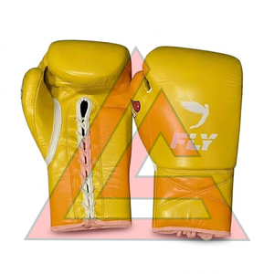 Factory Manufacture <b>Custom</b> Made Yellow Fly Boxing <b>Gloves</b> 100% Original Leather Professional Pro Punching Fly Boxing <b>Gloves</b> - Product Image 4