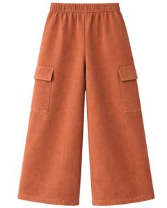 Pantalones Deportivos Anchos Color Naranja Quemado para Mujer, Cintura Elástica, Pantalones Casuales de Forro Polar, Corte Holgado, Ropa Urbana, Pantalones Cómodos para Invierno - Product Image 1