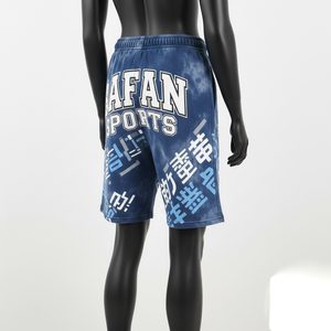 Shorts deportivos de algodón grueso de 320 GSM con lavado ácido azul, tela transpirable, logotipo personalizado con serigrafía en relieve, shorts para mujer - Product Image 5