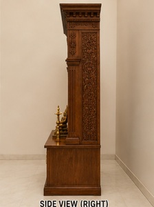 Traditional Gujarati Style Pooja <b>Mandir</b> Hand Carved Solid Teak Wood Temple with Peacock Carving Pooja Temple for Prayer Room USA - Product Image 5