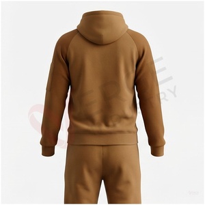 Ensemble de survêtement à capuche marron pour homme, manches longues, couleur unie, respirant, coupe décontractée, vêtements d'automne - Product Image 2
