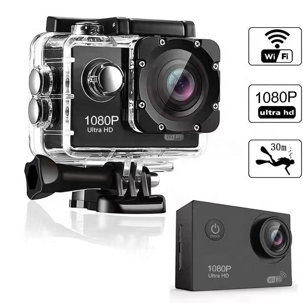 Mini Action Camera with WiFi 1080P/4K Video Capture 30m Waterproof Sports Camcorder