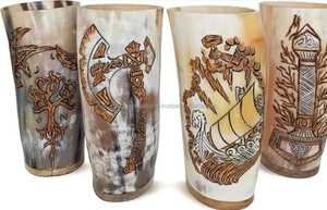 Verre à vin en corne naturelle sculpté sur mesure de haute qualité, fabriqué à la main pour la maison, les restaurants, les hôtels, vente en gros directe - Product Image 2