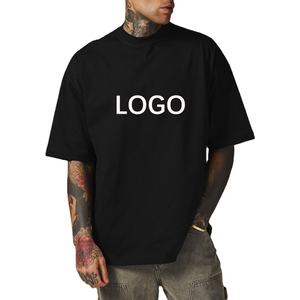 T-shirts personnalisés à épaules tombantes 250 Gsm T-shirt uni épais et épais pour hommes T-shirt vierge surdimensionné 100% coton - Product Image 1