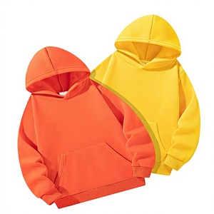 Orange and Yellow Hooded Sweatshirt for Children Casual Winter Wear Fleece Breathable Eco-Friendly Lined Long Sleeve Pullover - Product Image 1