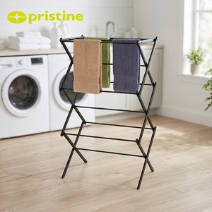 Foldable Metal Three-Layer <b>Standing</b> Type Bathroom Minimalist Design Rust Resistant Carbon Steel Construction Clothing Organizer - Product Image 6