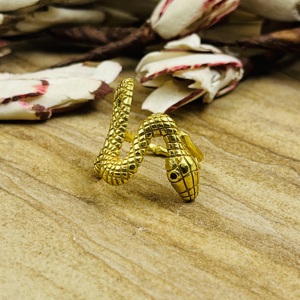 Nouvelle Arrivée Bague Serpent en Laiton, Bagues Animaux Gothiques pour Femme, Plaqué Or 18 carats, Bijoux Punk, Bague Statement Biker, Vente en Gros/OEM/ODM - Product Image 5
