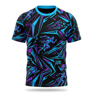 Men's Front Full Sublimation Print Short Sleeve Regular <b>Fit</b> Knitted T-Shirt Soft Polyester Custom Artwork Breathable - Product Image 5