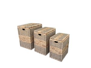 Juego de 3 Cestas de Almacenamiento Ecológicas Tejidas a Mano con Seagrass y Jacinto de Agua - Product Image 3