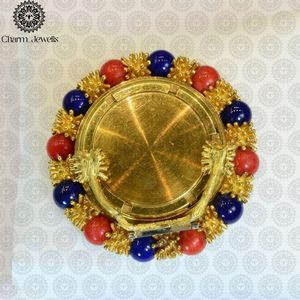 Charm_Jewells Luxury Stainless Steel Watch Case <b>Red</b> Blue Beads Gold Plated Stand High Quality Mechanical Movement 10 Bar Water - Product Image 3