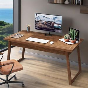 โต๊ะทำงานไม้สำหรับผู้บริหารขนาด 55 นิ้ว พร้อมลิ้นชัก สไตล์โมเดิร์นกลางศตวรรษ เหมาะสำหรับใช้ในบ้านหรือสำนักงาน - Product Image 3