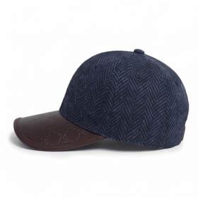 Casquette de baseball unisexe en laine à chevrons, visière en cuir bleu foncé, style anglais, décontractée, printemps-automne, adulte - Product Image 4