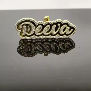 Script Letter <b>Pendant</b> Hip Hop <b>Pendant</b> VVS Moissanite 925 <b>Silver</b> Iced Out <b>Pendant</b> Enamel <b>Initial</b> Latter <b>Pendant</b> Pass Diamond Test - Product Image 3