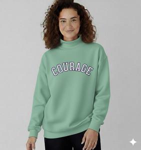 Sweat-shirt à col montant pour femme avec motif Courage, coupe oversize, manches longues, en polaire douce, idéal pour l'hiver et les loisirs - Product Image 1
