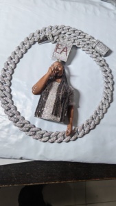 Ensemble de chaînes cubaines et pendentifs hip-hop personnalisés en gros |   Moissanite D VVS taille brillant, passe le testeur de diamant, argent massif 925 - Product Image 4