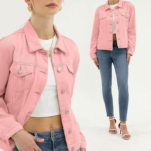 Women Pink <b>Denim</b> <b>Jacket</b> Casual Button Front Long Sleeve Regular Fit Fashion Jean Coat Stylish Everyday Outerwear - Product Image 4