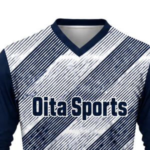 Uniforme de volley-ball sublimé bleu marine et blanc pour hommes, maillot à manches longues et short, vêtements de sport performants pour la compétition d'équipe - Product Image 4