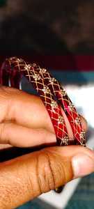 Bracelets en laque faits à la main avec fil doré et pierres, ensemble de bracelets de mariée, bijoux traditionnels indiens empilables en résine - Product Image 2