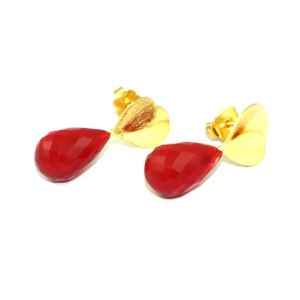 Pendientes de gota de diseño clásico con piedra de ónix roja, chapados en oro de 22 quilates, con cuarzo hidrotermal y metal de latón, para mujeres y niñas, venta al por mayor. - Product Image 2