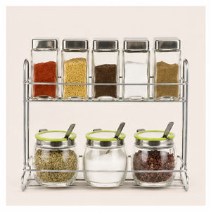 Standing Type for <b>Kitchen</b> Condiments and Seasonings Modern Design Dust Proof Double Tier Metal Spice <b>Rack</b> <b>Storage</b> Holder - Product Image 6