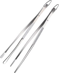 Pinces de cuisine extra longues en acier inoxydable de 12 pouces avec crochet, pinces à aliments fines pour la cuisine à domicile et au restaurant - Product Image 1