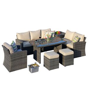 Set Divano Sezionale da Esterno in Rattan PE a 7 Pezzi con Cuscini per Giardino - Product Image 1