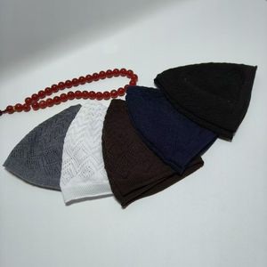 Hot Sale Men's Breathable Soft Shell Suede <b>Islamic</b> Prayer Cap Knit Solid Warm Muslim Worship Hat - Product Image 2