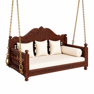 Balançoire en bois sur mesure pour espace de dessin, balançoire indienne traditionnelle en bois avec chaînes, design robuste en bois de teck, Royaume-Uni - Product Image 3