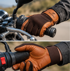 Gants d'équitation pour hommes en cuir Saffili, à doigts entiers, avec sangle de poignet réglable, antidérapants, pour l'extérieur, avec boucle, pour l'hiver - Product Image 2