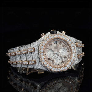 Reloj Cronógrafo de Lujo con Cristal de Cuarzo Moissanite Brillante, Esfera de Cristal, Acero Inoxidable con Acabado Pulido, Piedras Brillantes, Elegante - Product Image 5