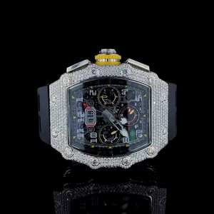 Reloj de Pulsera de Moda Premium con Esfera Redonda de Moissanita y Cristal, Movimiento de Cuarzo, Unisex, Ajuste Cómodo para Negocios y Festivales - Product Image 1