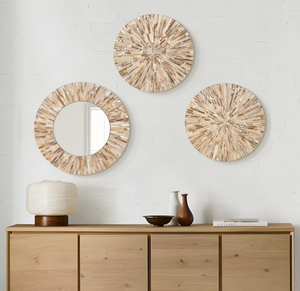 Vietnam Modern <b>MOP</b> Floral Round Mirror Handmade <b>Wall</b> Decor - Product Image 2