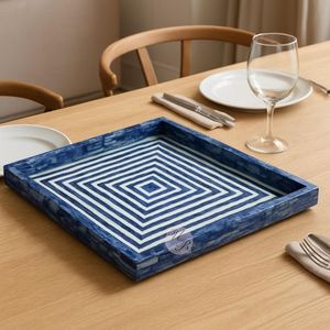 Bandeja Decorativa de Resina con Diseño Artesanal, Bandeja de MDF, Bandeja para Servir en la Cocina y Eventos a un Precio de Fábrica Muy Bajo - Product Image 6