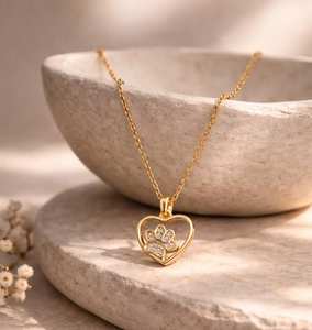 Collar con colgante de circonita de plata de ley 925, chapado en oro de 14 quilates, regalo de joyería para amantes de las mascotas, para ella, uso diario - Product Image 1