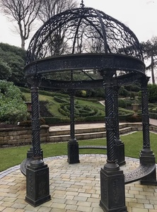 Gazebo de jardin classique en fer forgé, résistant à la rouille, design victorien, résistant aux intempéries, montage facile, finition noire, option écran. - Product Image 4