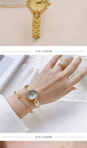 นาฬิกาข้อมือผู้หญิงดีไซน์วินเทจหรูหรา 18K IP Retro Gold ประดับเพชรเทียม กันน้ำ พร้อมกลไกควอตซ์ Seiko ตัวเรือนทองเหลือง กระจก - Product Image 6