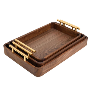 Plateau de service en bois en gros avec poignée, plateau de table basse, plateau de rangement en matériau naturel massif, artisanat décoratif pour la maison - Product Image 4