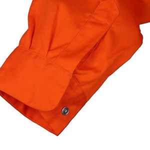 Chemise de travail en coton à manches longues orange haute visibilité pour hommes avec poches poitrine pour une tenue de sécurité - Product Image 3