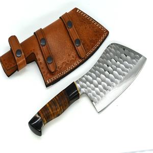 Cuchillo de Chef JEXMOO OEM Hecho a Mano de Acero Inoxidable de Grado Industrial, Multifuncional, con Patrón de Gota de Lluvia y Funda de Cuero - Product Image 1