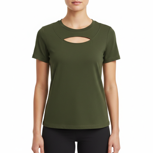 Camiseta de Moda Urbana para Mujer, de Secado Rápido, Polialgodón, Cuello Redondo, Manga Corta, Logotipo Personalizado, Servicio OEM - Product Image 1