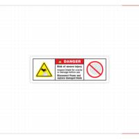 Autocollant adhésif d'avertissement de DANGER pour l'inspection des lames de machines, étiquette rectangulaire en PET, durable, usage industriel
