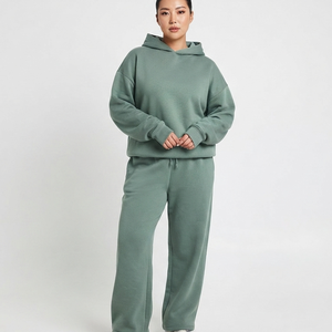 Conjunto de Sudadera y Pantalones Deportivos de Algodón Premium para Mujer, Estilo Casual, Holgado, Largo, para Invierno - Product Image 1