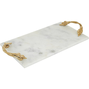Plateau de service en marbre tropical avec poignée en laiton doré, accessoire décoratif pour la maison, les mariages et les hôtels, plateaux en laiton et en marbre - Product Image 6